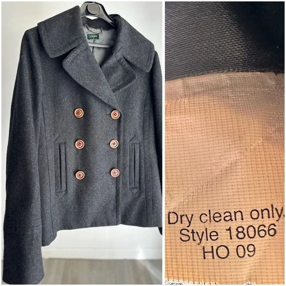 J. Crew Wool Blend Peacock Coat Jacket No Size Tag Flawed Lining PTP 21” - Picture 6 of 6